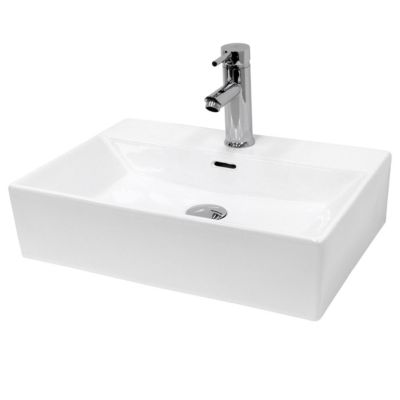Vasque en céramique blanc avec bonde de vidage pour salle de bain 415x360x130 mm