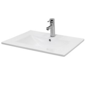 Vasque encastré lavabo Evier salle de bain en ceramique blanc 610 x 465 x 175 mm