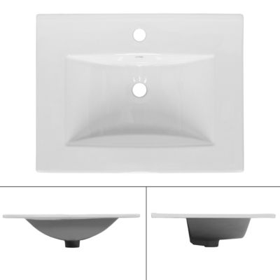 Vasque encastré lavabo Evier salle de bain en ceramique blanc 610 x 465 x 175 mm