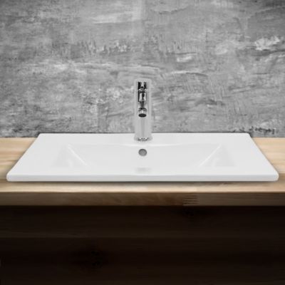 Vasque encastré lavabo Evier salle de bain en ceramique blanc 610 x 465 x 175 mm
