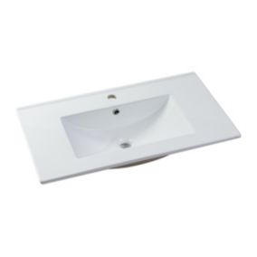 Vasque à encastrer blanche rectangle en céramique - 81 x 46,5 cm - MOTIAC