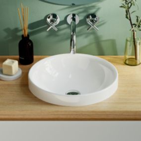 Vasque à encastrer Minéral Composite Blanc Brillant Ronde L40, H12,7, ERIK LAVABERG by Sanizéo