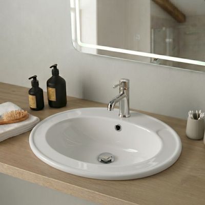 Vasque à encastrer ovale 55x45 cm en céramique - Nostra
