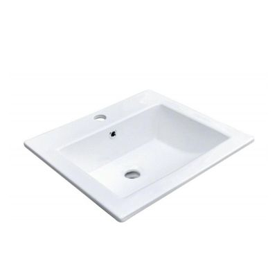 Vasque à encastrer rectangle en céramique blanche 50x43cm