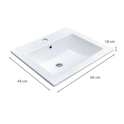 Vasque à encastrer rectangulaire LINA 50x43cm + robinet + bonde