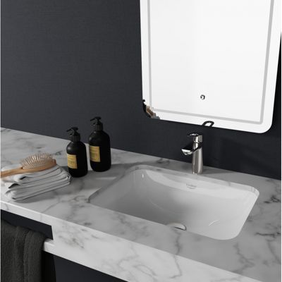 Vasque à encastrer sous plan 55 cm en céramique blanche - Taormine