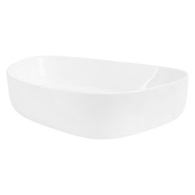 Vasque lavabo a poser blanc en ceramique Evier pour salle de bain 550x420x140 mm