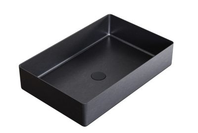 Vasque Lavabo rectangulaire à poser en acier inoxydable sur meuble salle de bain NT12, 52,4x34,4x11 cm, Gun métal