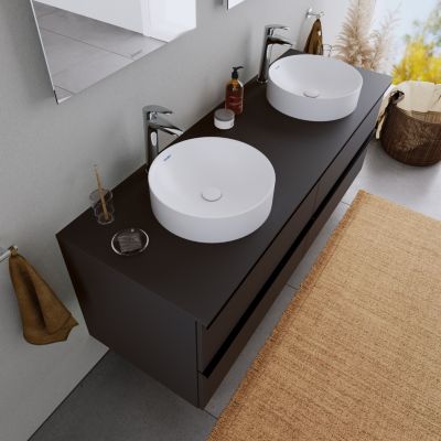 Vasque Lavabo rond design à poser Diamètre 40cm en fonte minérale - Blanc mat - DURACIELO