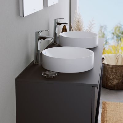 Vasque Lavabo rond design à poser Diamètre 40cm en fonte minérale - Blanc mat - DURACIELO