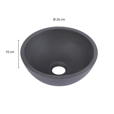 Vasque lave-mains à poser ronde en béton gris 26cm