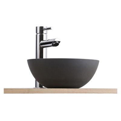 Vasque lave-mains à poser ronde en béton gris 26cm