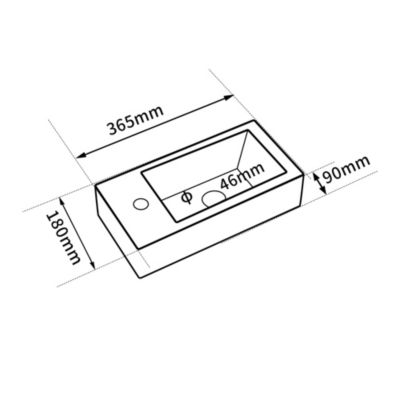 Vasque lave-mains sortie gauche blanc (36,5x18x9cm) - NUKI - DILECI