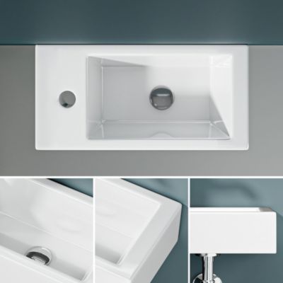 Vasque lave-mains sortie gauche blanc (36,5x18x9cm) - NUKI - DILECI