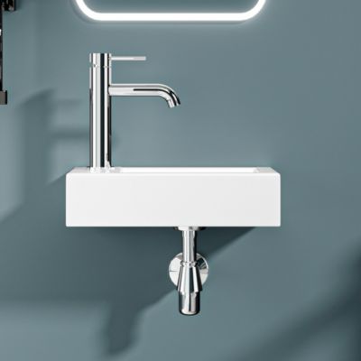Vasque lave-mains sortie gauche blanc (36,5x18x9cm) - NUKI - DILECI