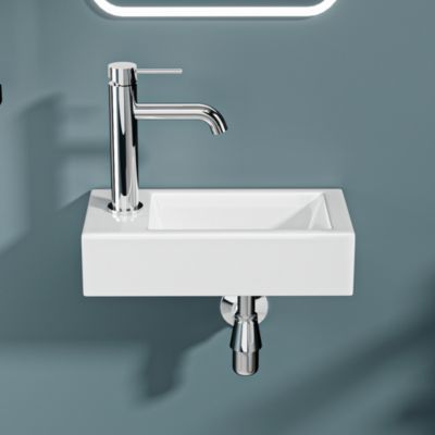 Vasque lave-mains sortie gauche blanc (36,5x18x9cm) - NUKI - DILECI
