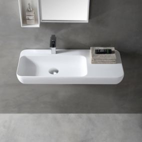 Vasque moderne Lavabo en fonte, Lave main suspendu à poser, 90x40x12cm, TWG202