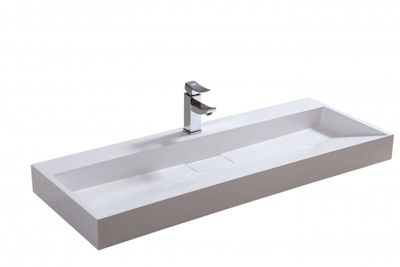 Vasque moderne Lavabo marbre coulé, Lave main à poser avec trou prépercé, 60x37x15cm, BS6001, avec trou prépercé