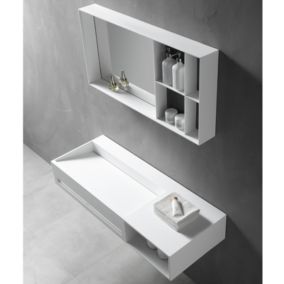 Vasque murale avec espace de rangement TWG62, fonte minérale, largeur 120 cm