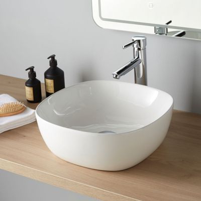 Vasque à poser 40.5 cm- blanc brillant en céramique - Vienne