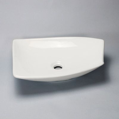 Vasque à Poser Asymétrique Céramique Blanc Brillant 49x38 cm - Feuille
