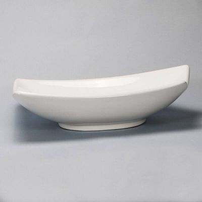Vasque à Poser Asymétrique Céramique Blanc Brillant 49x38 cm - Feuille