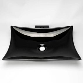 Vasque à Poser avec Plage Robinetterie Céramique Noire 57x39 cm - Wing