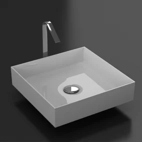 Vasque à poser carrée en marbre de synthèse SIENA 42 x 42 cm