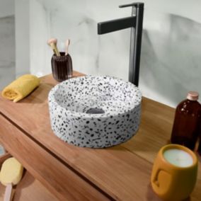 Vasque à poser en terrazzo crème, Arlequin MINI