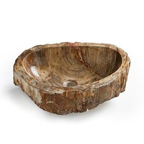 Vasque à poser / lavabo en pierre naturelle coloris brun - Longueur 45 x Hauteur 15 x Profondeur 40 cm