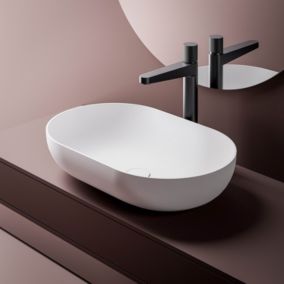 Vasque à poser O-540 fonte minérale, blanc mat, 54 x 34 x 10,5 cm Sans cache