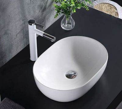 Vasque À Poser Rea Amelia White Oval