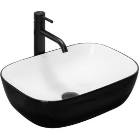 Vasque À Poser Rea Belinda Black White Rectangle