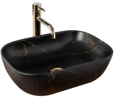 Vasque À Poser Rea Belinda Marble Matt Black Rectangle
