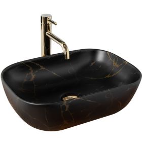 Vasque À Poser Rea Belinda Marble Matt Black Rectangle