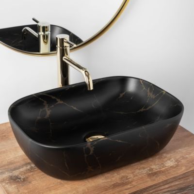 Vasque À Poser Rea Belinda Marble Matt Black Rectangle