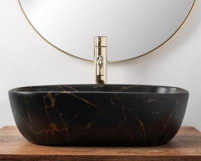 Vasque À Poser Rea Belinda Marble Matt Black Rectangle