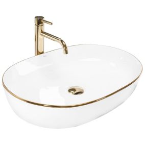 Vasque À Poser Rea Cleo 61 White Gold Oval