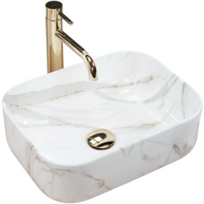 Vasque À Poser Rea Demi Mini Shiny Aiax White Rectangle