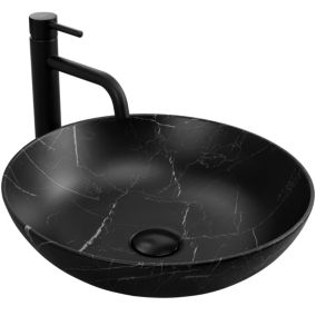 Vasque À Poser Rea Fibo Black Round