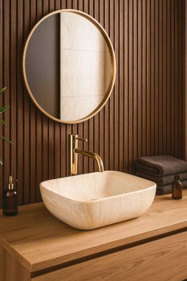 Vasque À Poser Rea Freja Travertine Matt Beige