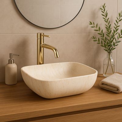 Vasque À Poser Rea Freja Travertine Matt Beige