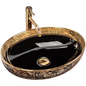 Vasque À Poser Rea Margot Black Gold Oval