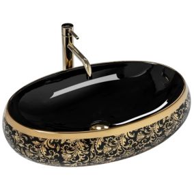 Vasque À Poser Rea Meryl Black Gold Oval