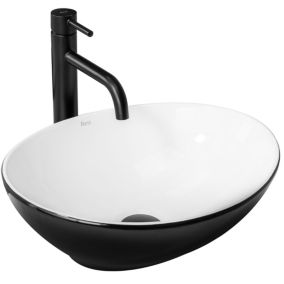 Vasque À Poser Rea Sofia Black White Oval