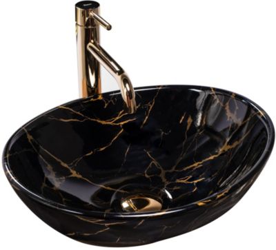Vasque À Poser Rea Sofia Marble Shiny Black Oval