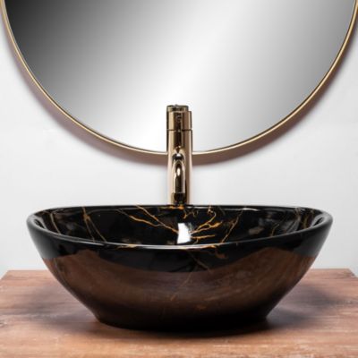 Vasque À Poser Rea Sofia Marble Shiny Black Oval