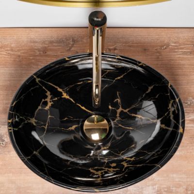 Vasque À Poser Rea Sofia Marble Shiny Black Oval