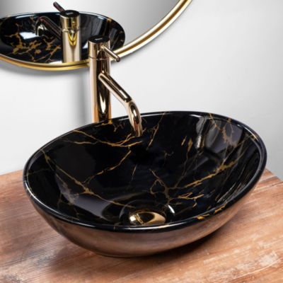 Vasque À Poser Rea Sofia Marble Shiny Black Oval
