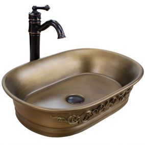 Vasque À Poser Rea Wilma Rustic Copper Oval